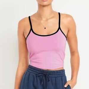 New Old Navy Cropped Cami Top Pink Spaghetti Strap Jersey Crop Top